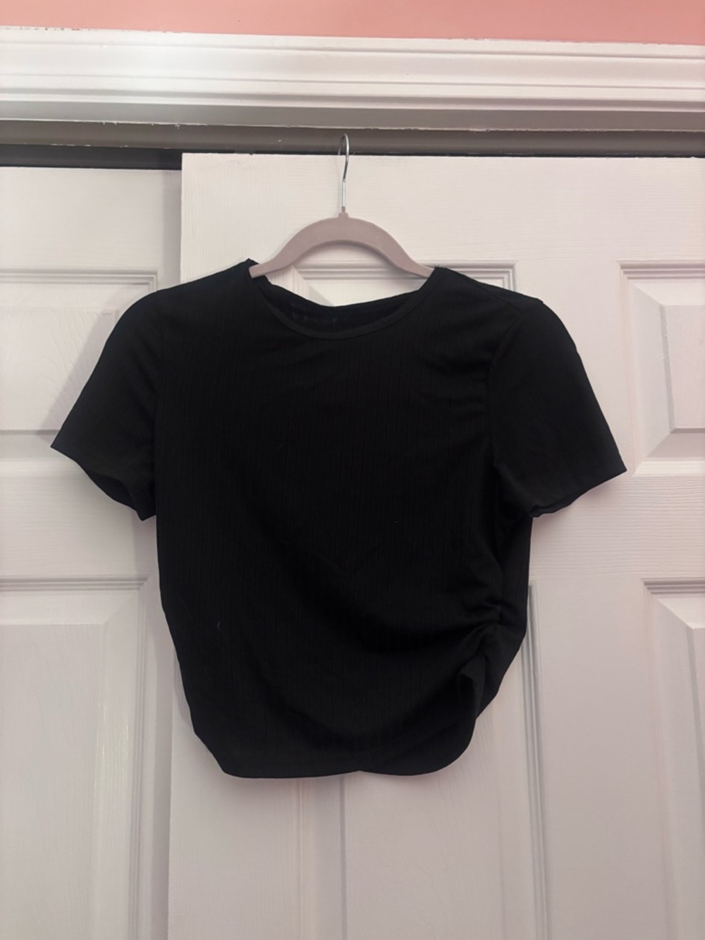 Black Women's Short Sleeve Ribbed Tee